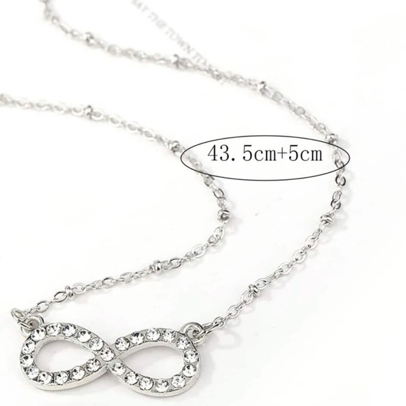 925 Sterling Silver Rhinestone Infinity Charm Necklace for Wedding Party - Picture 3 of 4